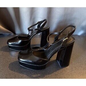 VTG 90’s T-Strap Black Patent High Heel Platform Shoes 9.5 Mary Jane Whimsigoth